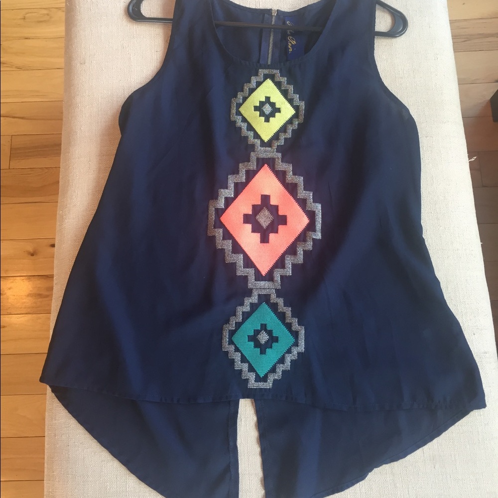 Aztec navy Blue High-Low tank